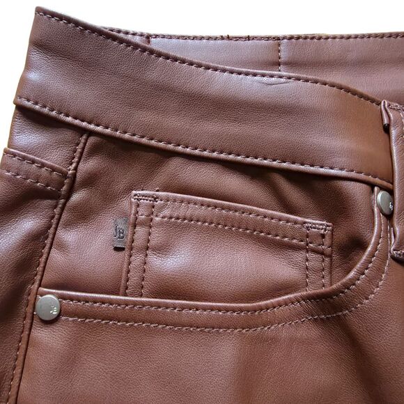NWT Judy Blue 13/31 Faux Leather Pants Tummy Control Wide Leg Crop Camel Brown - Picture 6 of 14